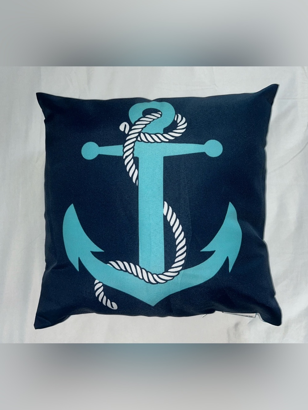 NWT Nautical Anchor Teal & Navy Double-Sided Decor Pillow